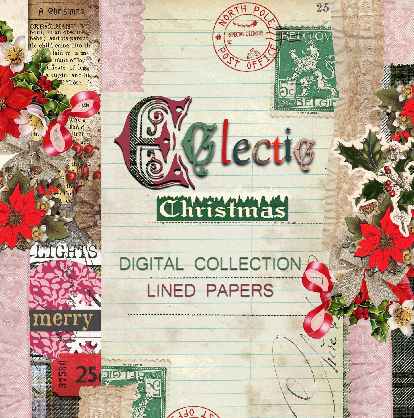 Eclectic Christmas - Digital Journal Kit - Lined Papers
