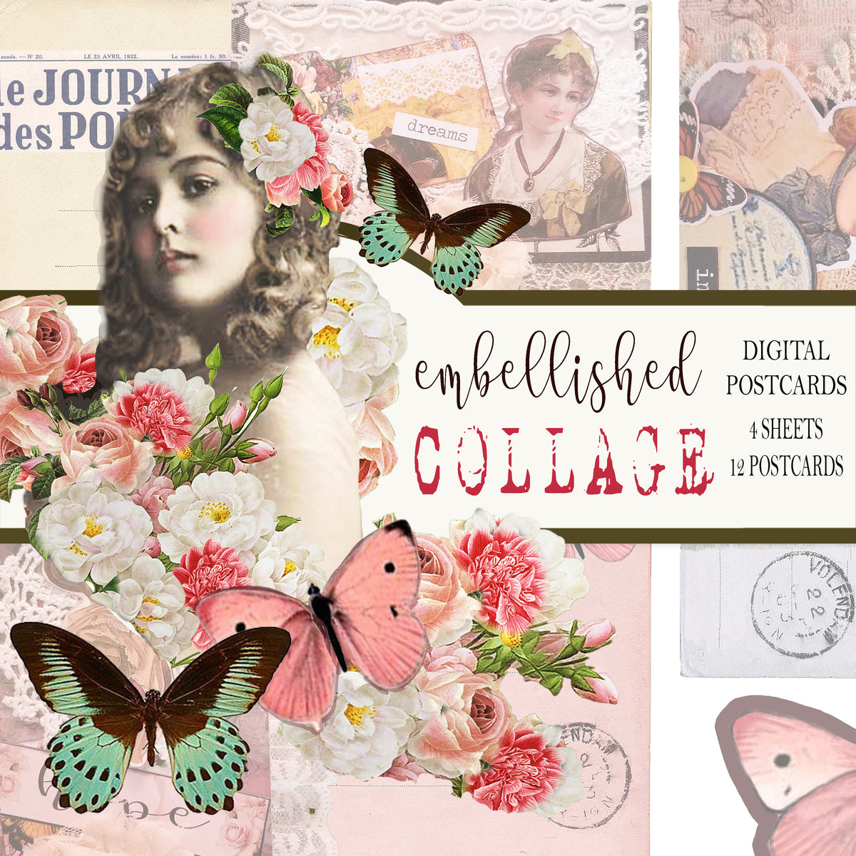 Embellished Collage - Digital Journal Kit - Bundle Pack