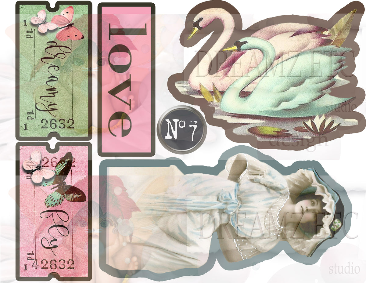 Embellished Collage - Digital Journal Kit - Bundle Pack