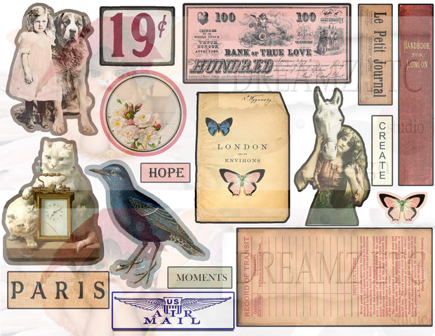 Embellished Collage - Digital Journal Kit - Bundle Pack