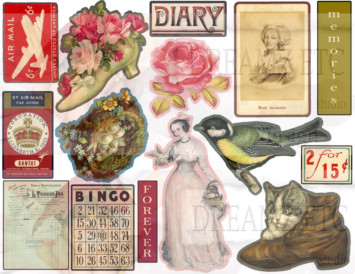 Embellished Collage - Digital Journal Kit - Bundle Pack