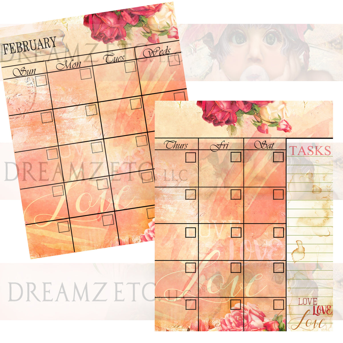Floral Dreamz Planner Monthly Calendars