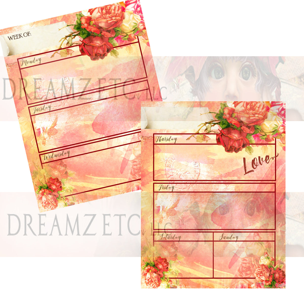 Floral Dreamz Planner - Week at a Glance - Printable