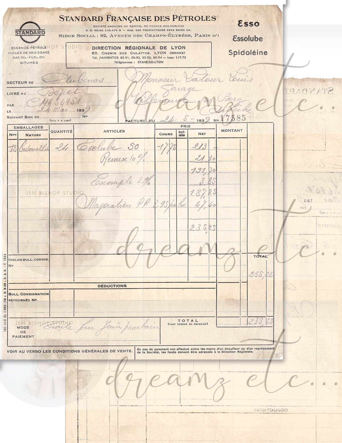 Vintage Stained Papers & Receipts (Bundle) - Digital