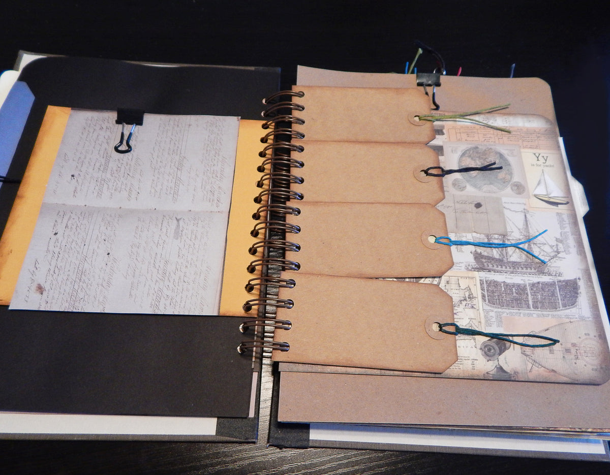 Hand-Stitched Canvas Journal - Vintage Nautical/Travel Theme - LARGE