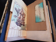Hand-Stitched Canvas & Leather Journal - Vintage Nautical/Travel Theme - LARGE