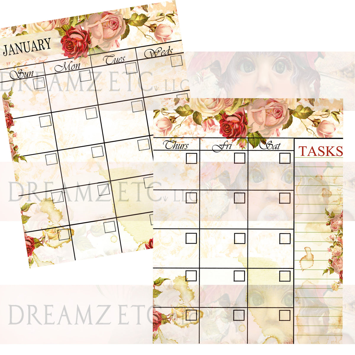 Floral Dreamz Planner Monthly Calendars