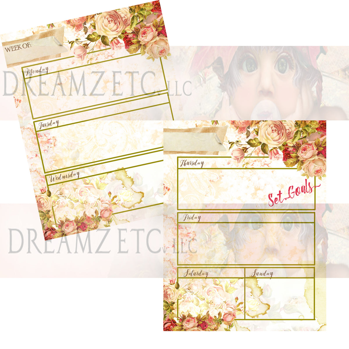 Floral Dreamz Planner - Week at a Glance - Printable