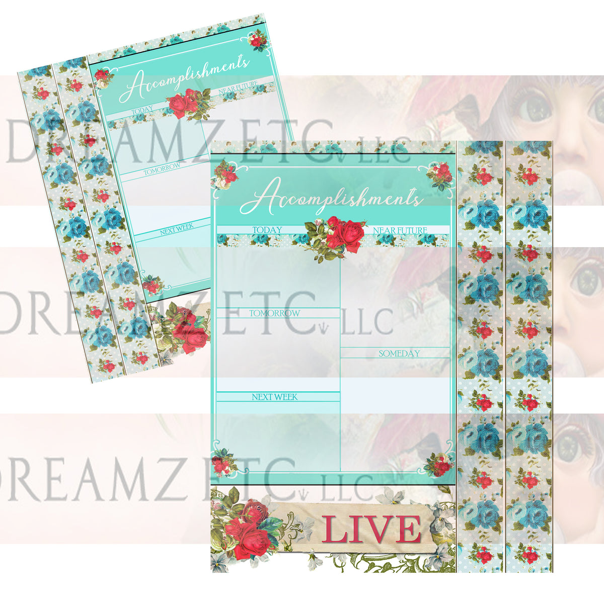 Floral Dreamz Planner/Journal - Accomplishment Sheets & Borders