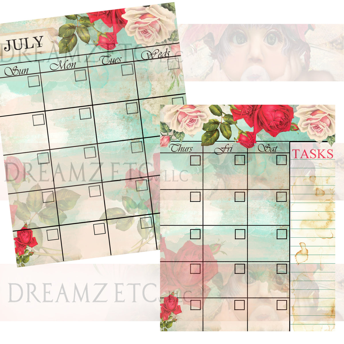 Floral Dreamz Planner Monthly Calendars