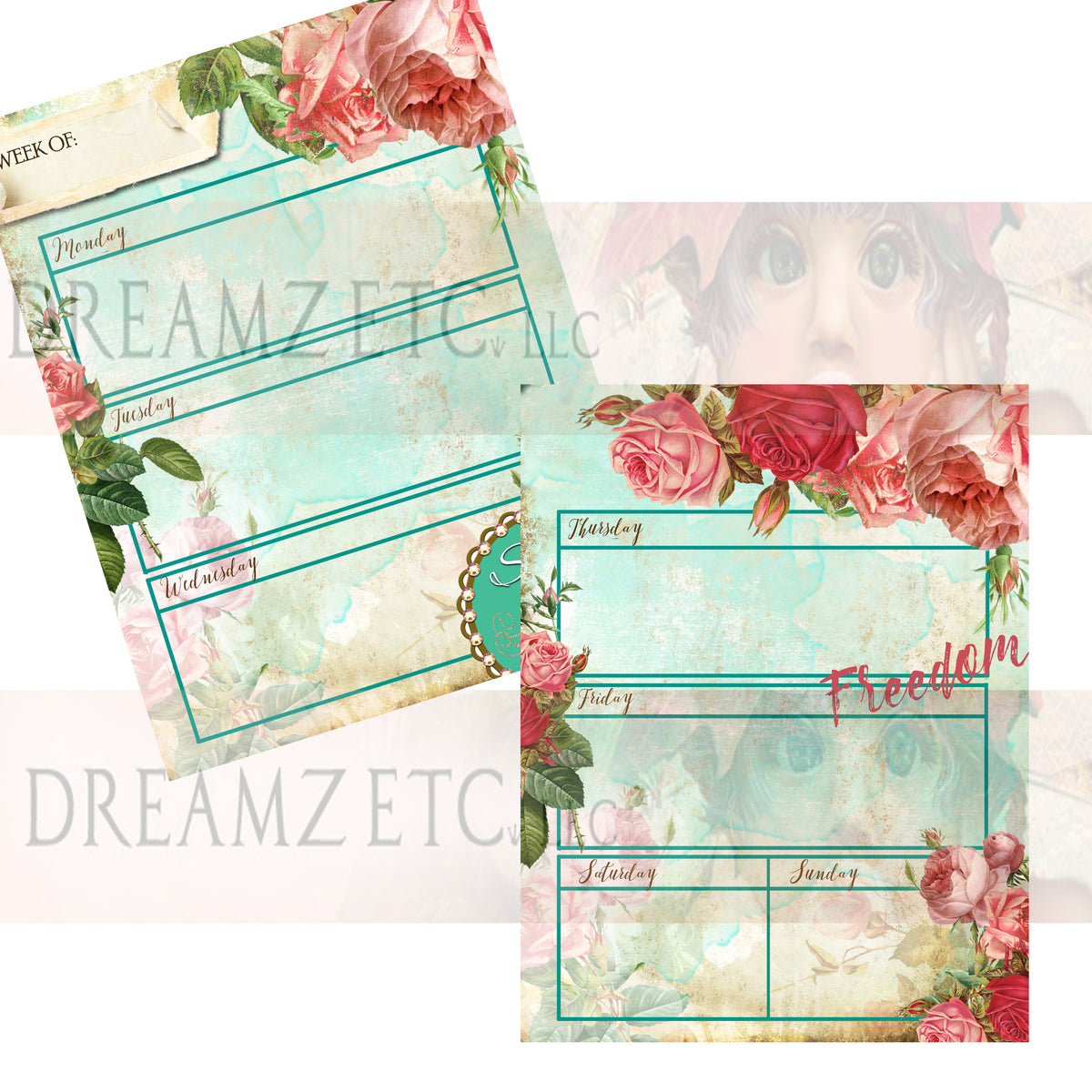 Floral Dreamz Planner - Week at a Glance - Printable