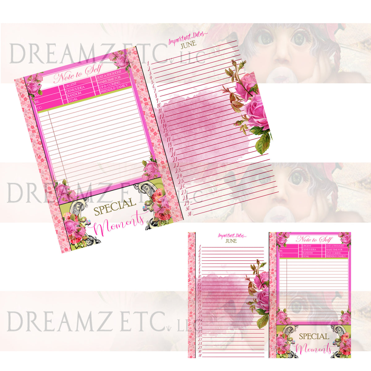 Floral Dreamz Planner/Journal - Important Dates & Note to Self - Printable