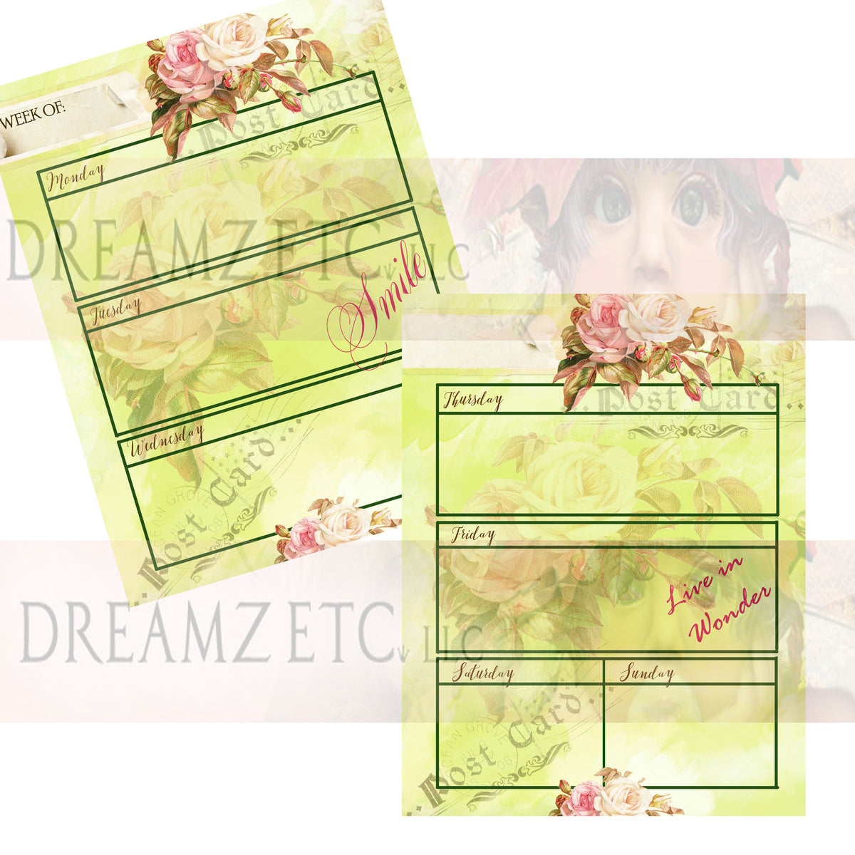 Floral Dreamz Planner - Week at a Glance - Printable