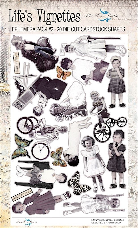 NOW SHIPPING - Blue Fern Studios - Ephemera Pack #2 Snips & Snaps - Life's Vignettes - By Jen Bishop