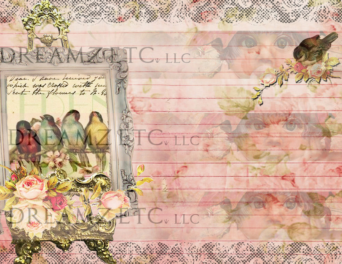 Birds & Butterflies Lined Journal Paper Pack - Digital - 10 Designs