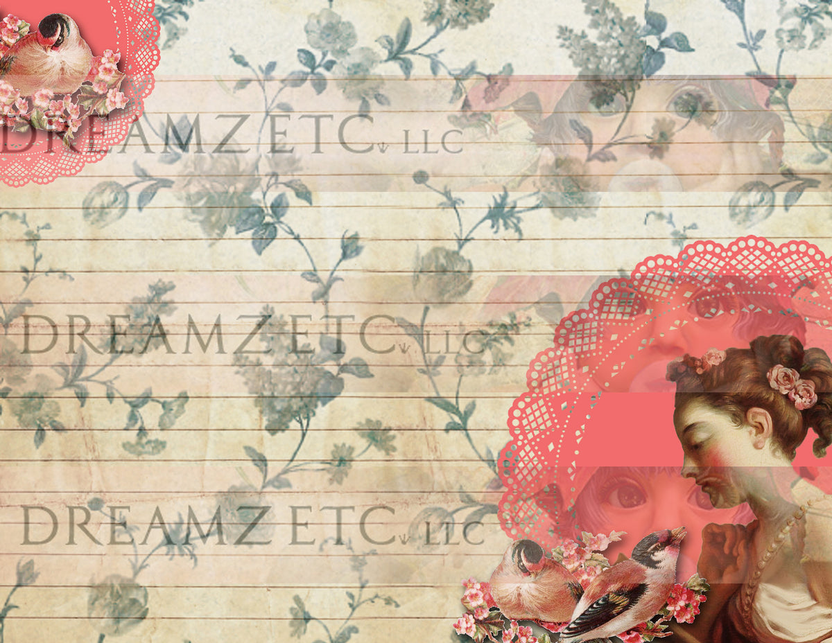 Birds & Butterflies Lined Journal Paper Pack - Digital - 10 Designs