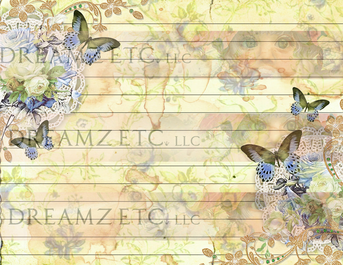 Birds & Butterflies Lined Journal Paper Pack - Digital - 10 Designs