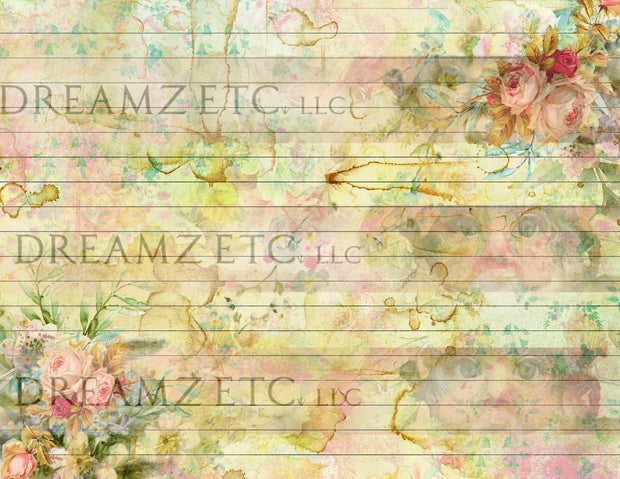 Stained Floral Lined Journal Paper Pack- Digital - 10 Designs