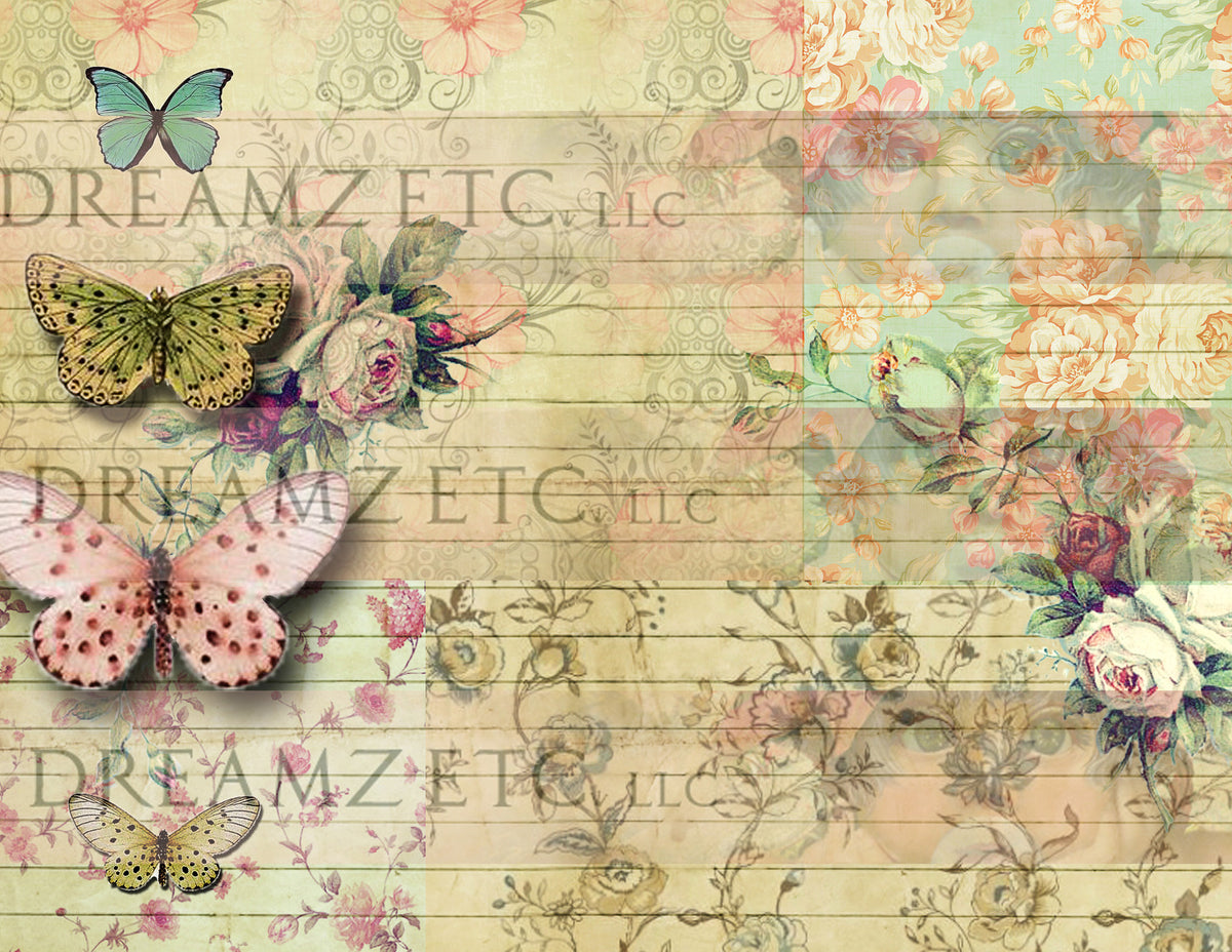 Birds & Butterflies Lined Journal Paper Pack - Digital - 10 Designs