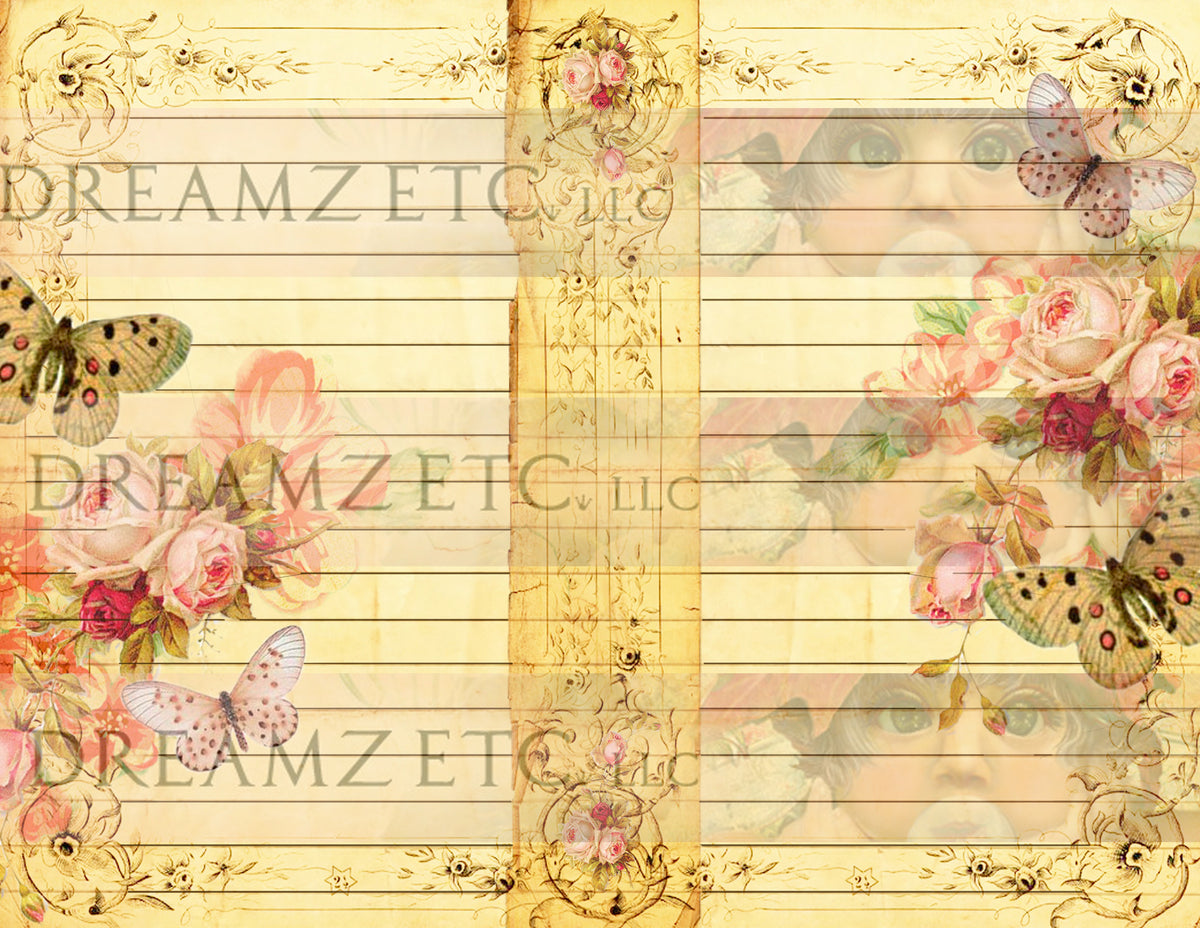 Birds & Butterflies Lined Journal Paper Pack - Digital - 10 Designs