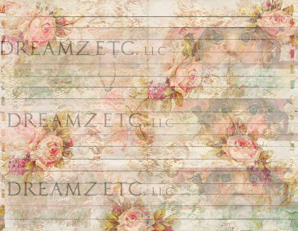 Stained Floral Lined Journal Paper Pack- Digital - 10 Designs