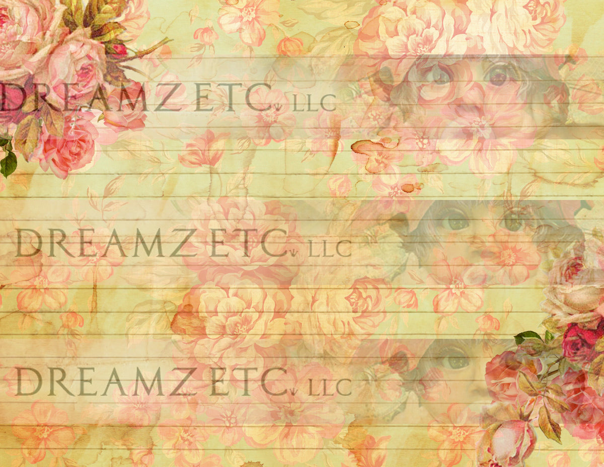 Stained Floral Lined Journal Paper Pack- Digital - 10 Designs
