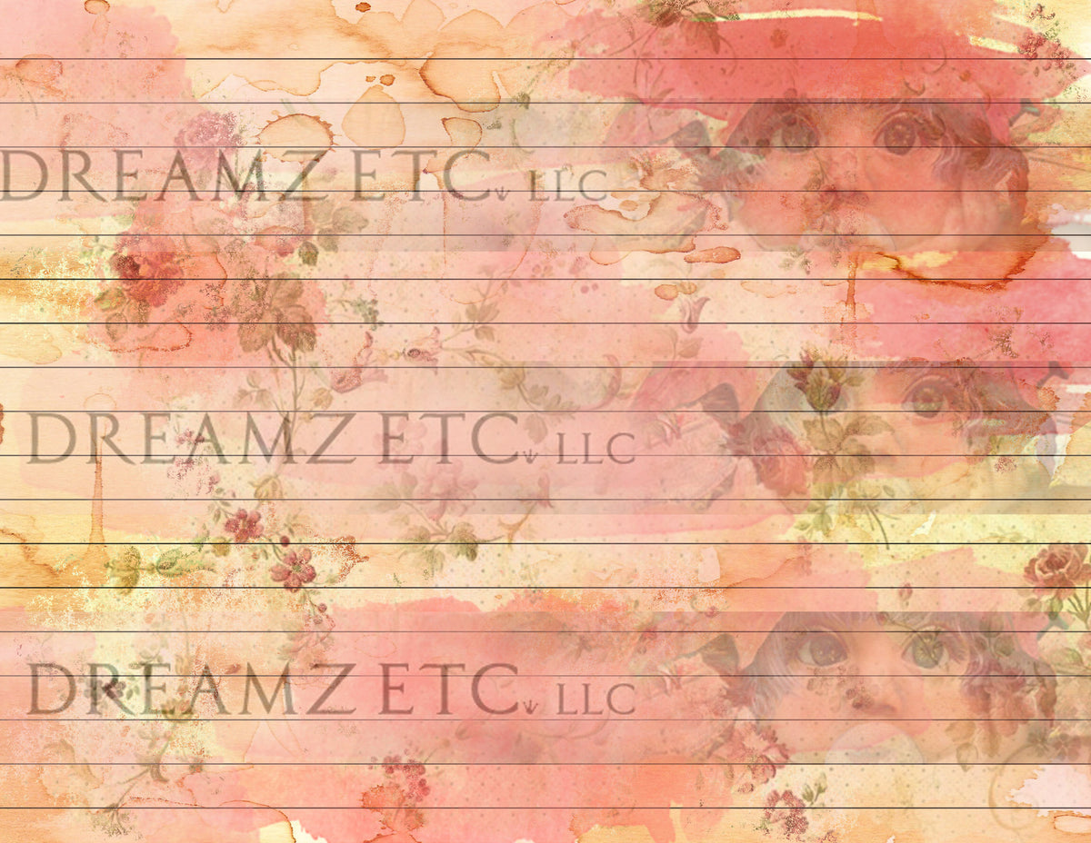 Stained Floral Lined Journal Paper Pack- Digital - 10 Designs