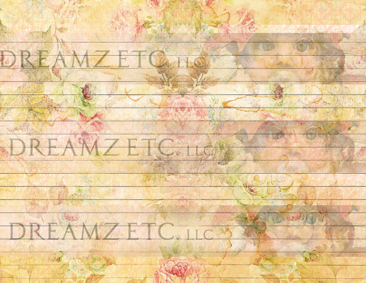 Stained Floral Lined Journal Paper Pack- Digital - 10 Designs