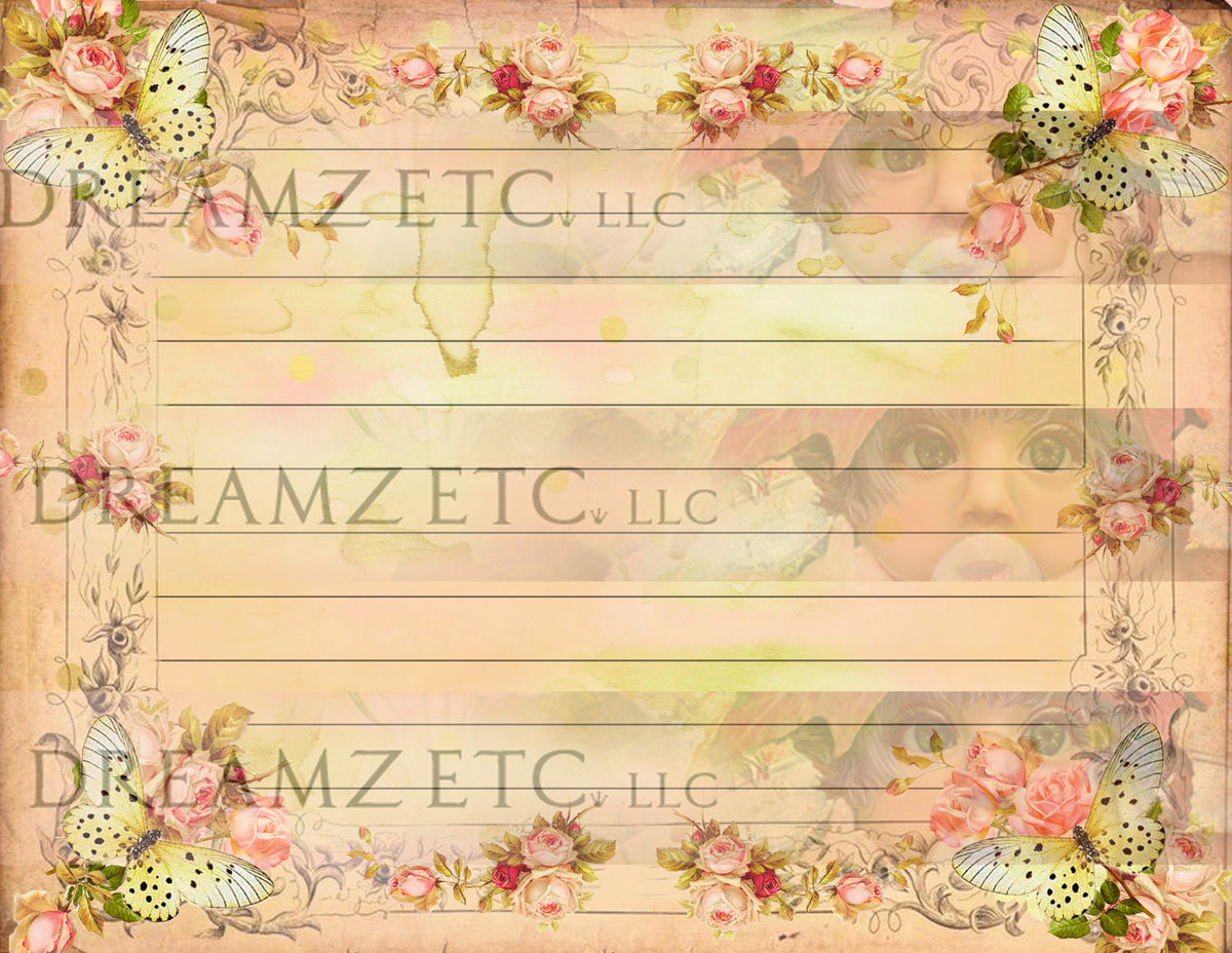 Birds & Butterflies Lined Journal Paper Pack - Digital - 10 Designs