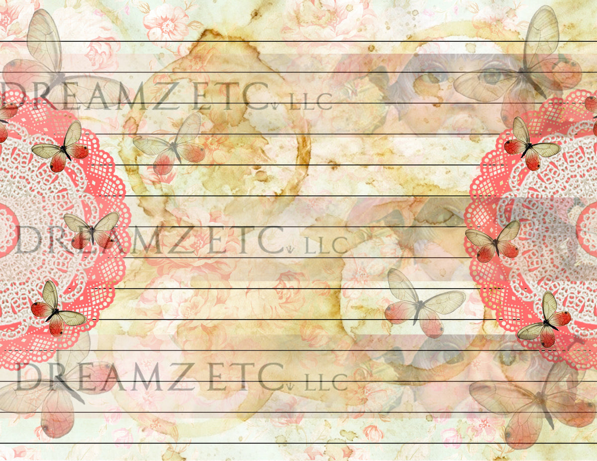 Birds & Butterflies Lined Journal Paper Pack - Digital - 10 Designs