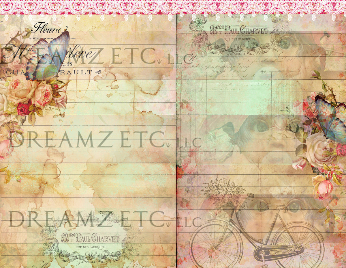 Vintage Lined Journal Paper Pack - Digital - 10 Designs