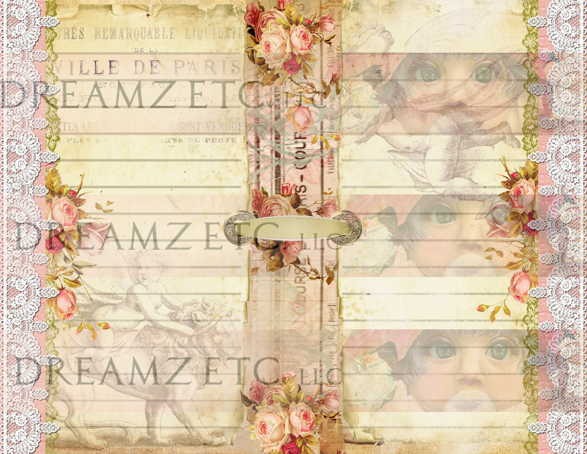 Vintage Lined Journal Paper Pack - Digital - 10 Designs