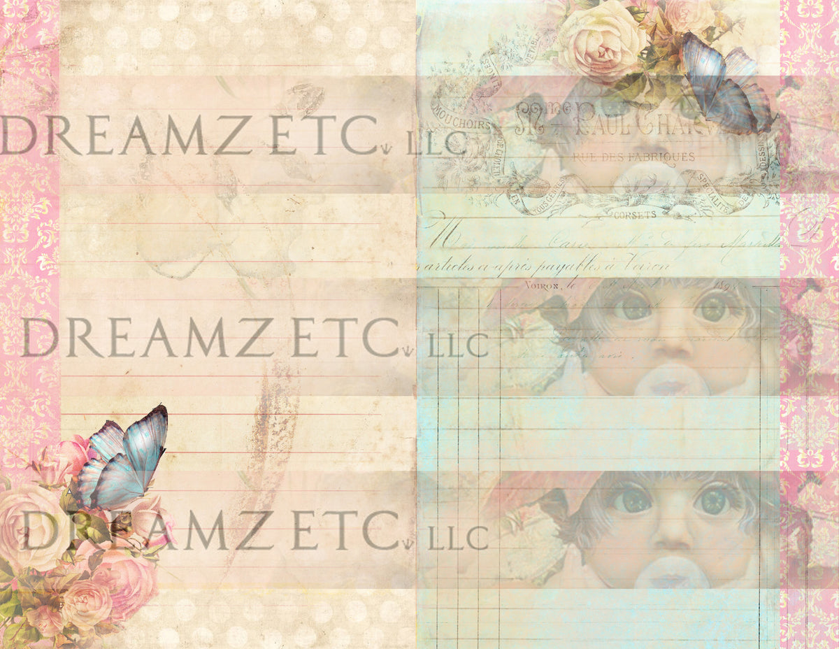 Vintage Lined Journal Paper Pack - Digital - 10 Designs