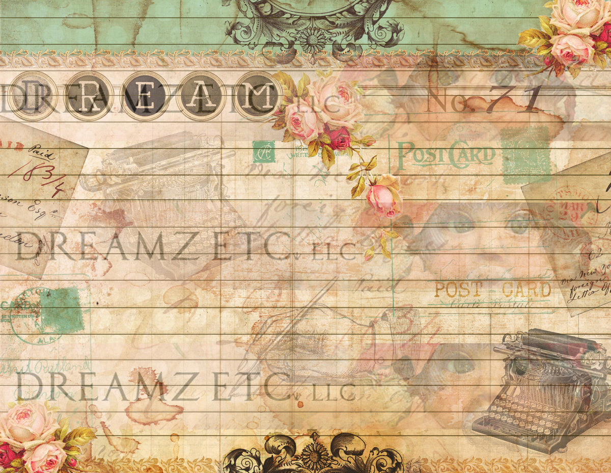 Vintage Lined Journal Paper Pack - Digital - 10 Designs
