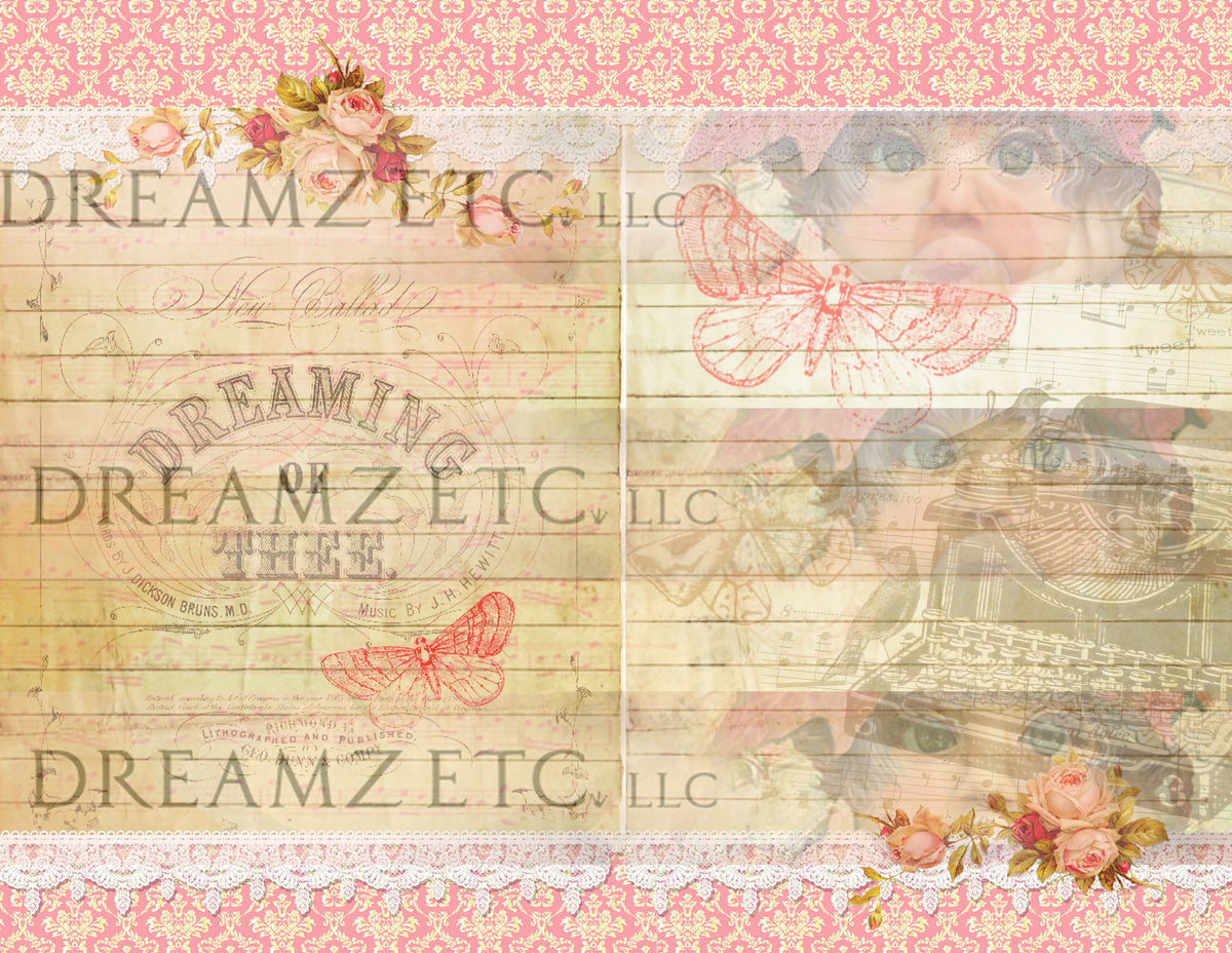 Vintage Lined Journal Paper Pack - Digital - 10 Designs