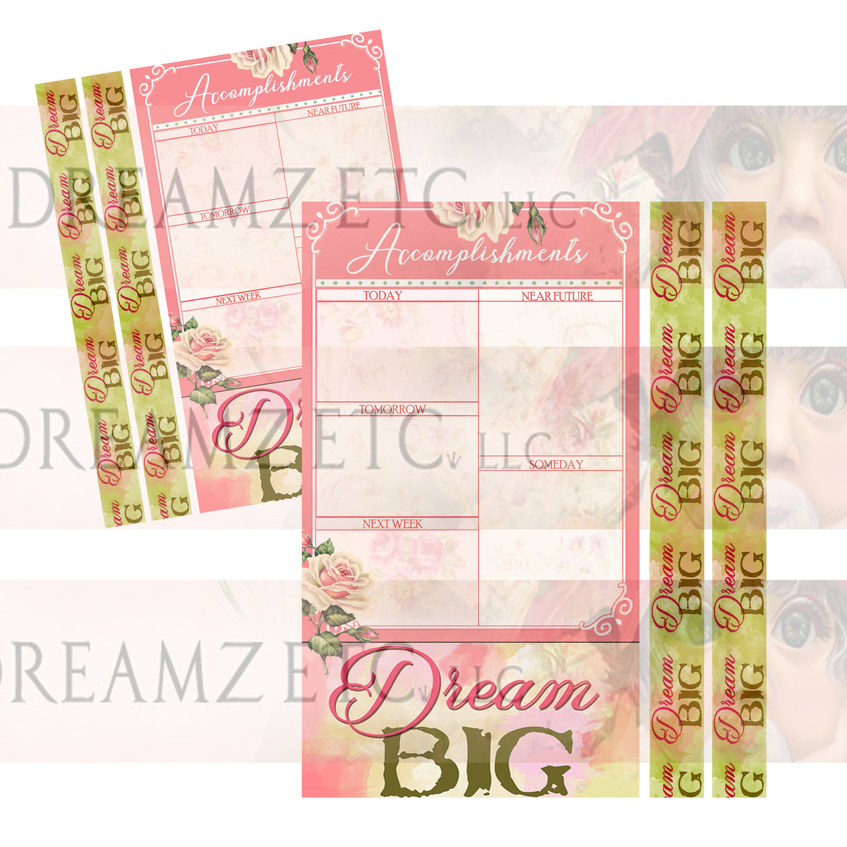 Floral Dreamz Planner/Journal - Accomplishment Sheets & Borders