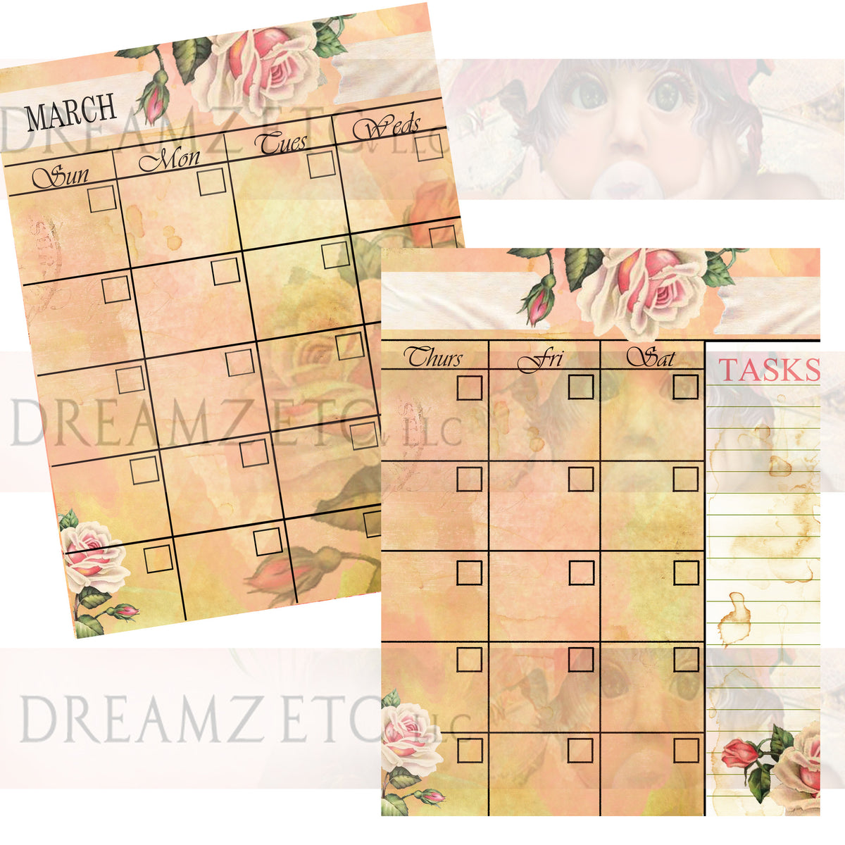 Floral Dreamz Planner Monthly Calendars