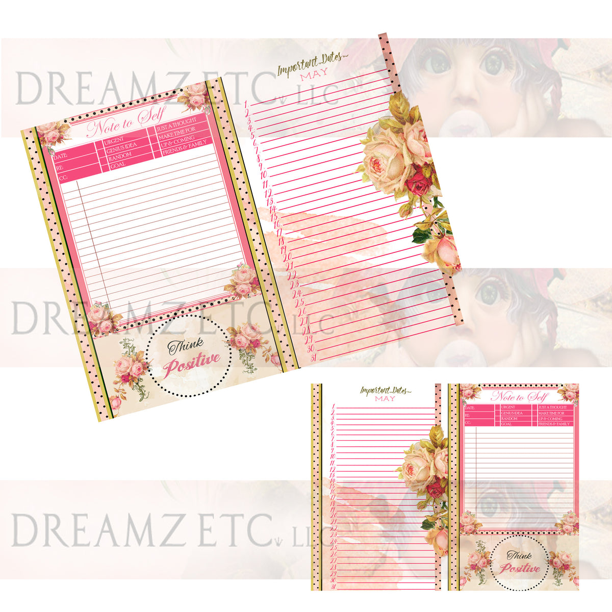 Floral Dreamz Planner/Journal - Important Dates & Note to Self - Printable