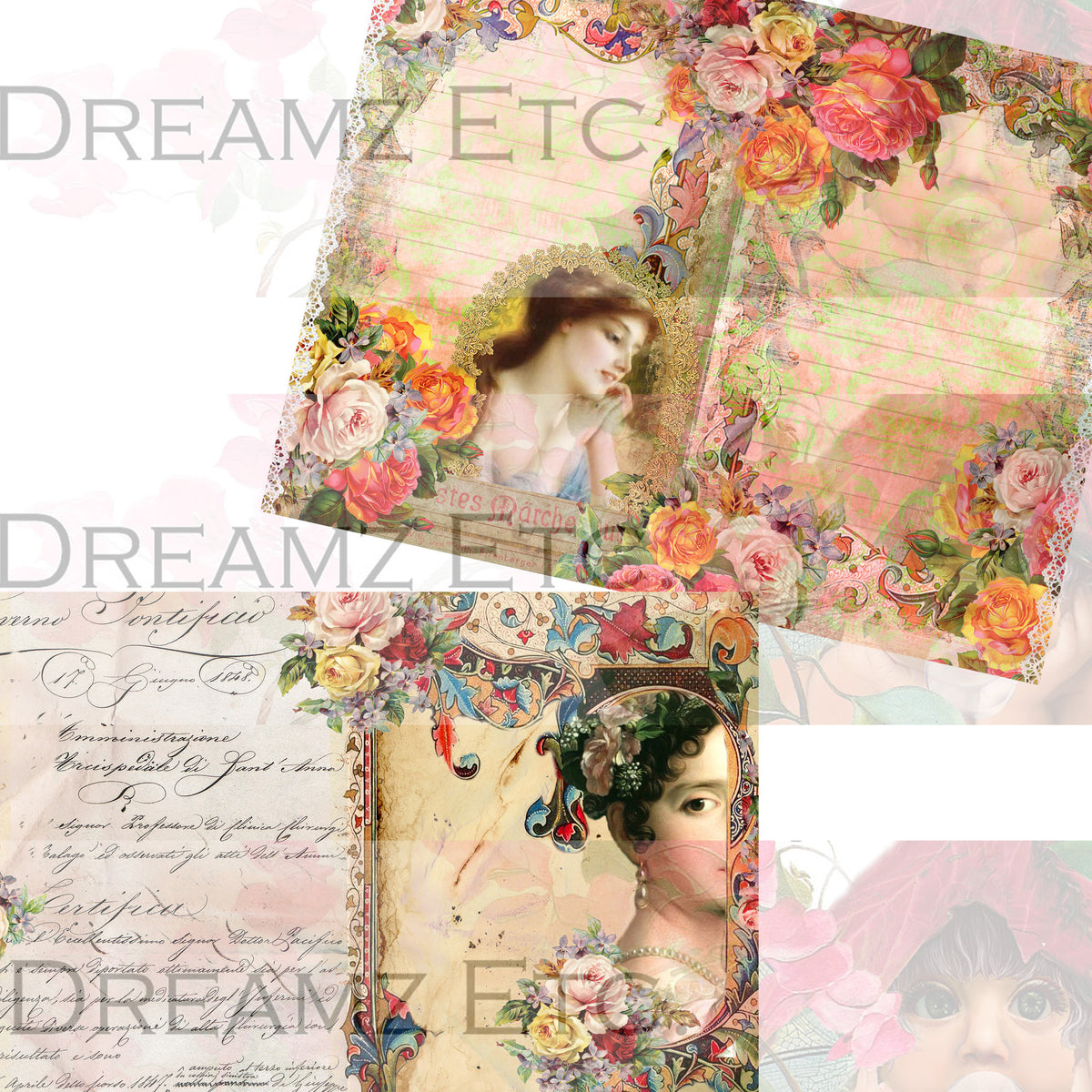 Medieval Romance Digital Collection - Entire Collection - 10 Papers/Designs, 5 Pocket Envelopes,Tags, and Ephemera Sheet