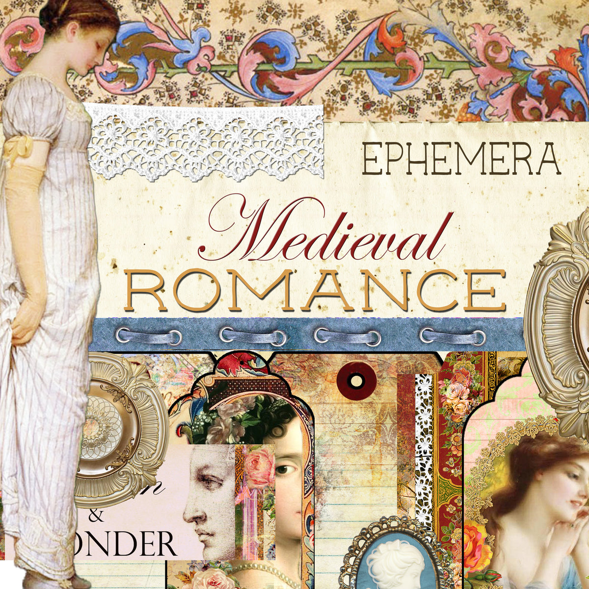 Medieval Romance Digital Collection - Entire Collection - 10 Papers/Designs, 5 Pocket Envelopes,Tags, and Ephemera Sheet