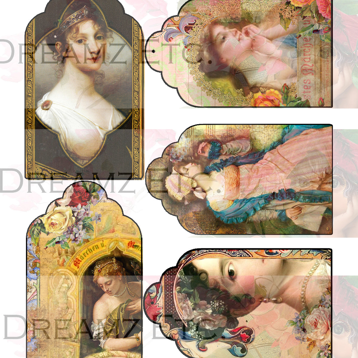 Medieval Romance Digital Collection - Entire Collection - 10 Papers/Designs, 5 Pocket Envelopes,Tags, and Ephemera Sheet