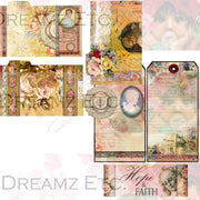 Medieval Romance Digital Collection - Entire Collection - 10 Papers/Designs, 5 Pocket Envelopes,Tags, and Ephemera Sheet
