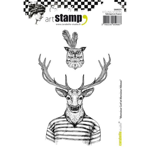 Carabelle Studio - "Cling Stamp A6 : "Monsieur Cerf et Monsieur Hibou" *