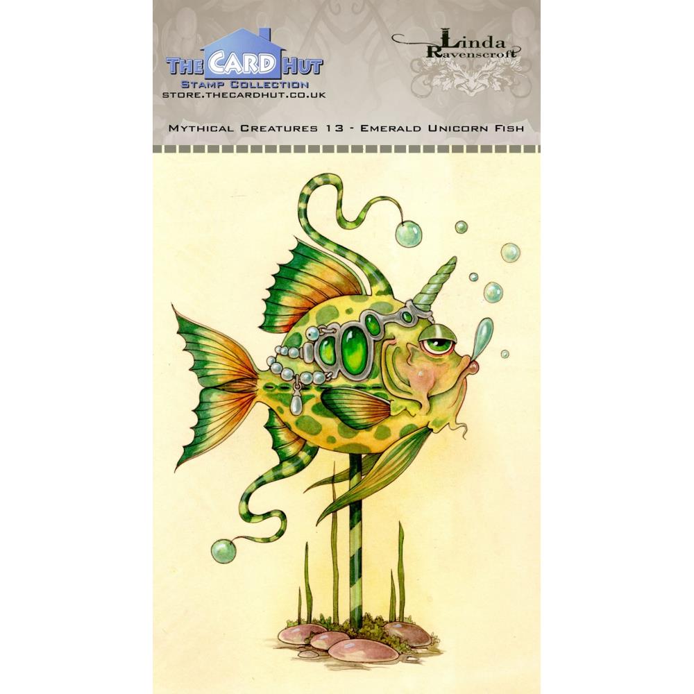 Mythical Creatures - Emerald Unicorn Fish - The Card Hut Clear Stamps 6"X4" By Linda Ravenscroft