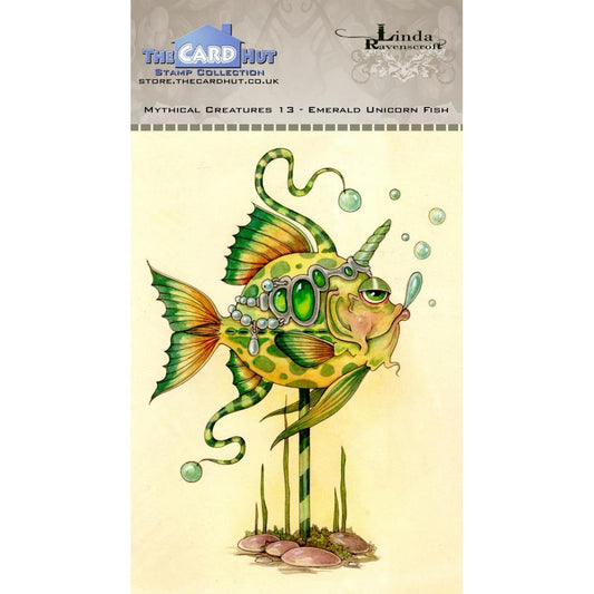 Mythical Creatures - Emerald Unicorn Fish - The Card Hut Clear Stamps 6"X4" By Linda Ravenscroft