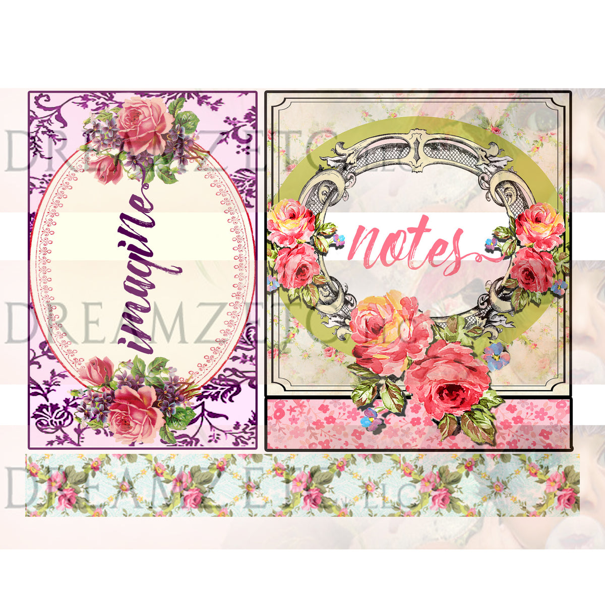 Floral Dreamz Collection - Journal Cards & Borders - Printable