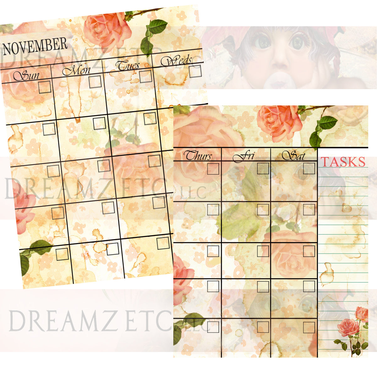 Floral Dreamz Planner Monthly Calendars