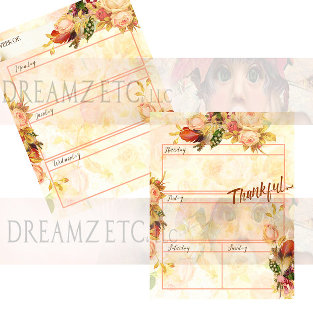 Floral Dreamz Planner - Week at a Glance - Printable