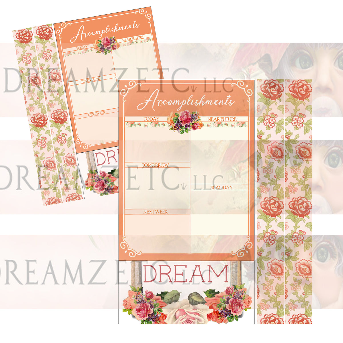 Floral Dreamz Planner/Journal - Accomplishment Sheets & Borders