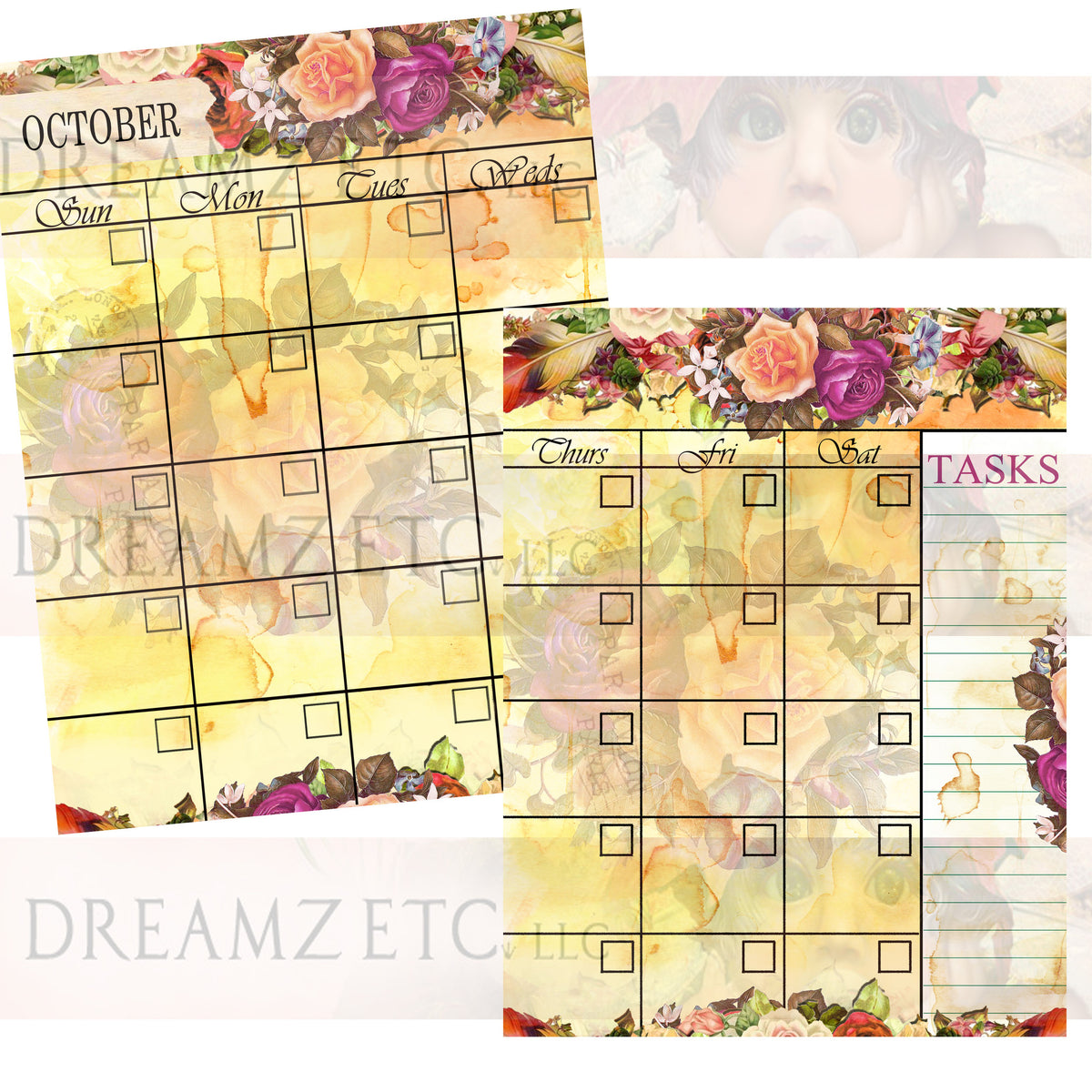 Floral Dreamz Planner Monthly Calendars